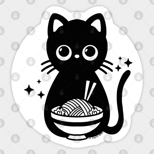 kawaii vintage style japenese ramen cat Sticker by Mystic Heart